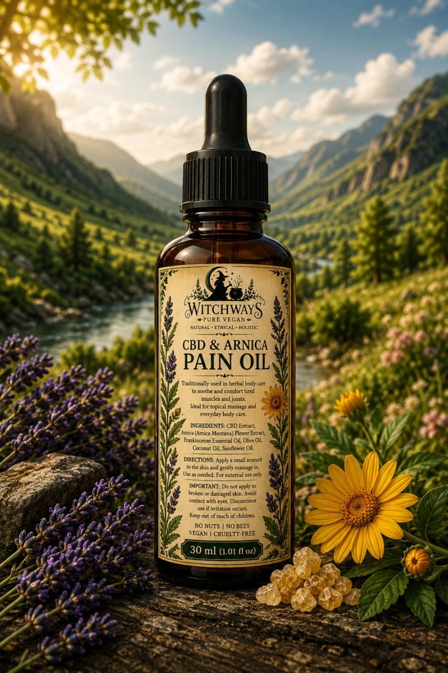 Witchways Pure Vegan CBD & Arnica Pain Oil label