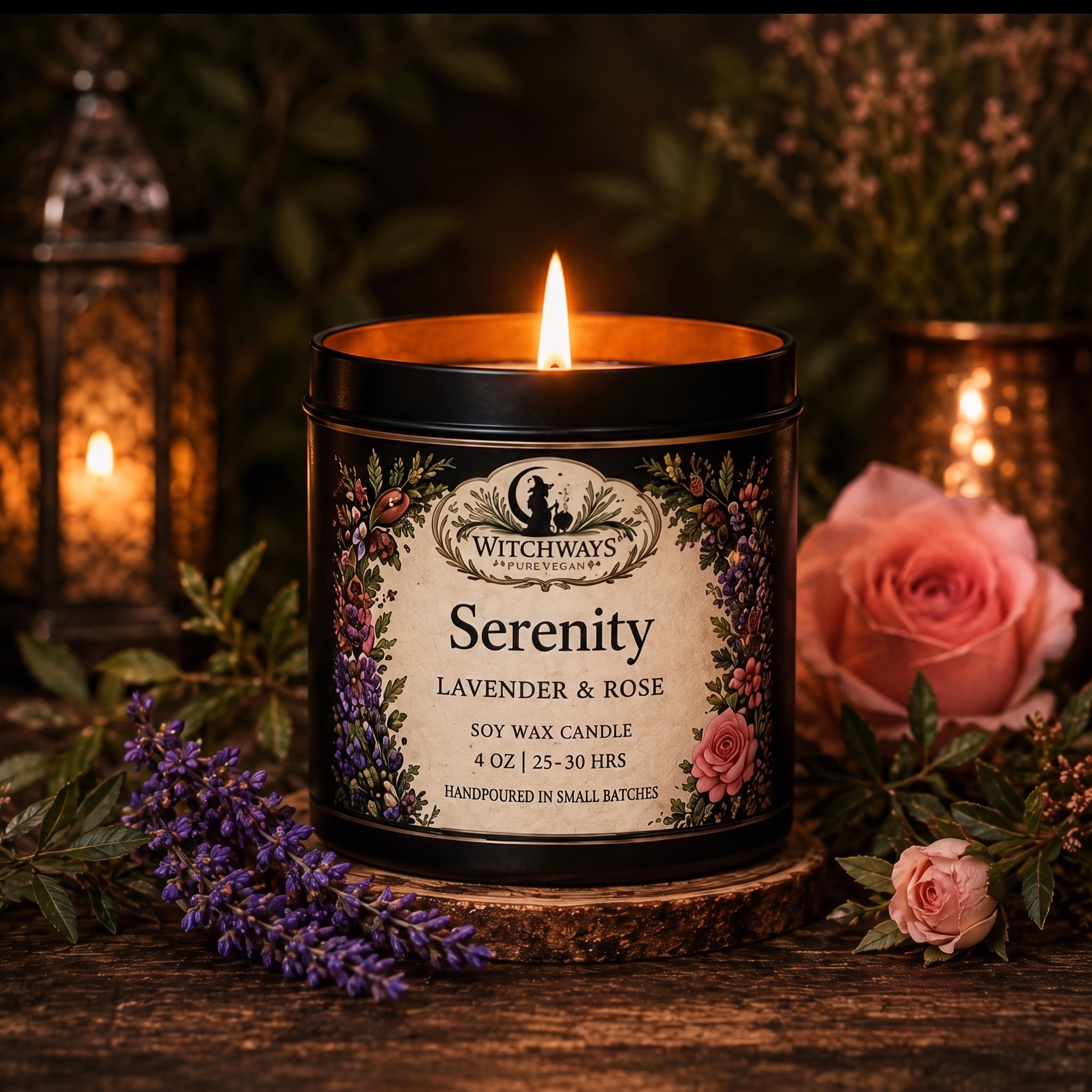 Serenity Lavender & Rose soy wax candle