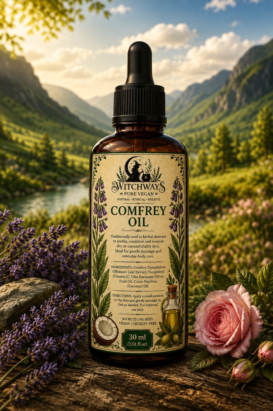 Witchways Pure Vegan Comfrey Oil label